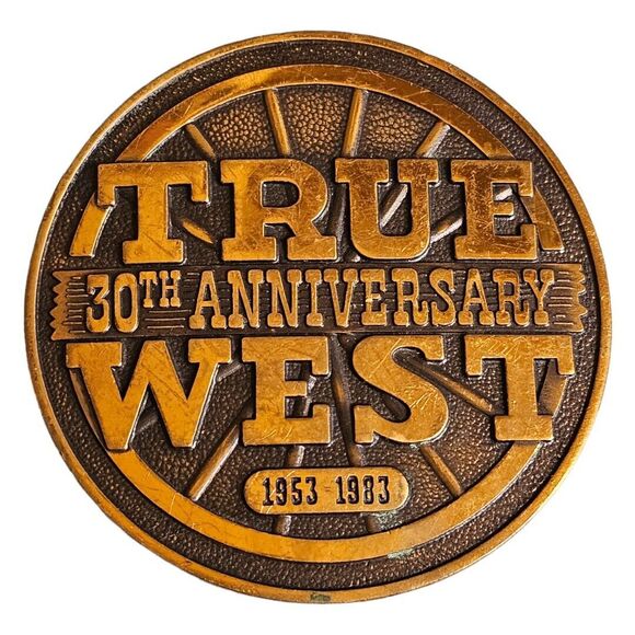 Unbranded Other - VINTAGE 1983 TRUE WEST MAGAZINE 30TH ANNIVERSARY 1953-1983 BUCKLE 2.5" x 2.5"